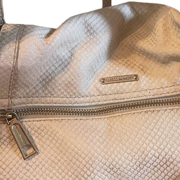 Rebecca Minkoff Gold Snake Skin Embossed Studded Leather Bag - Picture 3 of 11